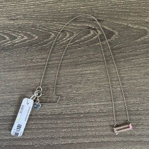 Pink Tourmaline Emerald Cut Gemstone Sterling Silver Necklace Wings Hawaii Paia